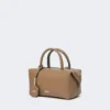 Petit sac bowler en cuir naturel, couleur boue