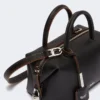 Petit sac bowler en cuir naturel, noir