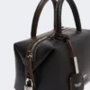 Petit sac bowler en cuir naturel, noir