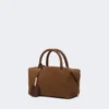 Petit sac bowler en cuir nubuck, marron foncé