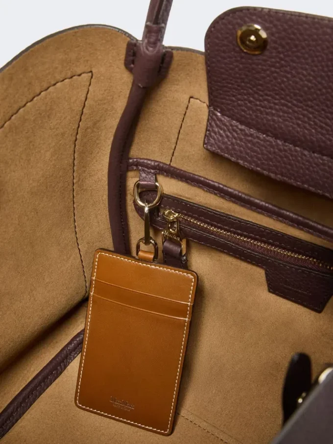 Petit sac marin en cuir, bordeaux