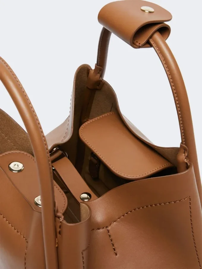 Petit sac Marine en cuir, marron bronze