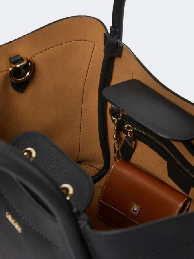 Petit sac Marine en cuir, noir