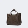 Petit sac Marine en tressage en forme de panier à motif losange, marron foncé Petit sac Marine en tressage en forme de panier à motif losange, marron foncé