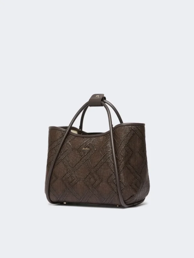 Petit sac Marine en tressage en forme de panier à motif losange, marron foncé Petit sac Marine en tressage en forme de panier à motif losange, marron foncé