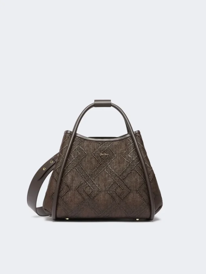 Petit sac Marine en tressage en forme de panier à motif losange, marron foncé Petit sac Marine en tressage en forme de panier à motif losange, marron foncé