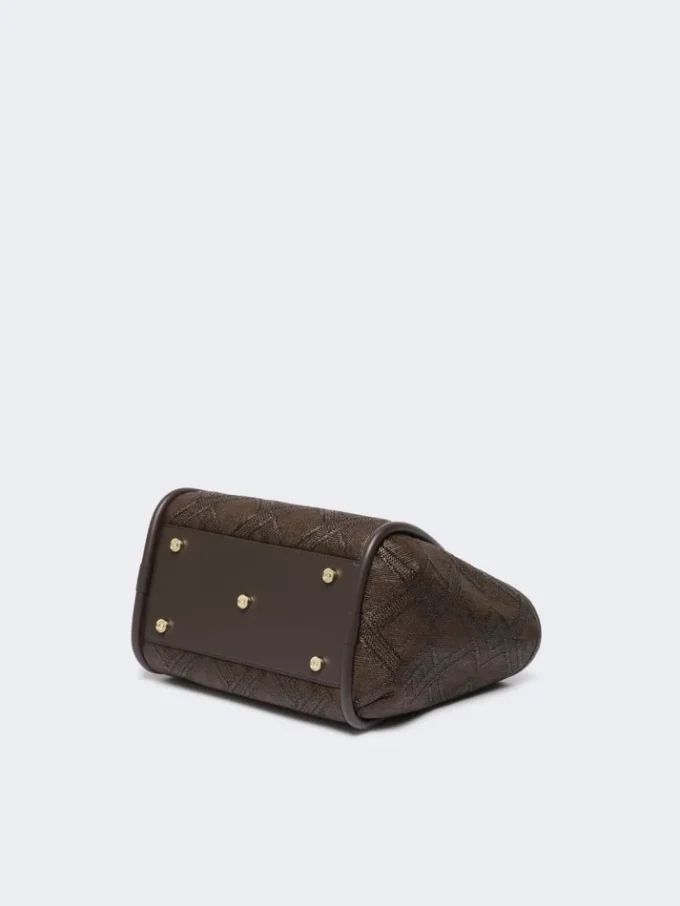 Petit sac Marine en tressage en forme de panier à motif losange, marron foncé Petit sac Marine en tressage en forme de panier à motif losange, marron foncé