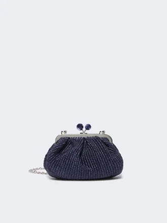 Petit sac Pasticcino effet raphia, bleu outremer