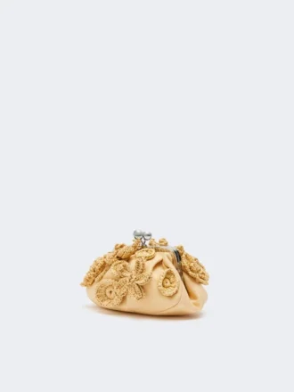 Petit sac Pasticcino effet raphia à fleurs, beige