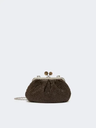 Petit sac Pasticcino effet raphia, marron foncé