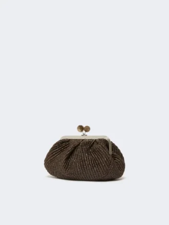 Petit sac Pasticcino effet raphia, marron foncé