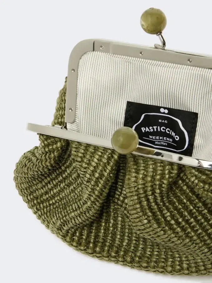 Petit sac Pasticcino effet raphia, vert sauge