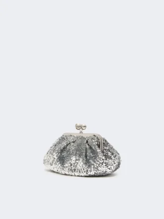 Petit sac Pasticcino en satin orné de paillettes, argent