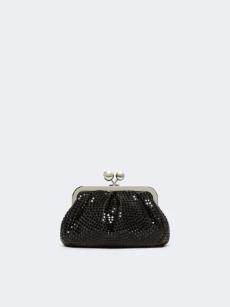 Petit sac Pasticcino en satin orné de strass, gris foncé
