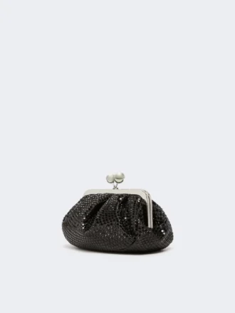 Petit sac Pasticcino en satin orné de strass, gris foncé