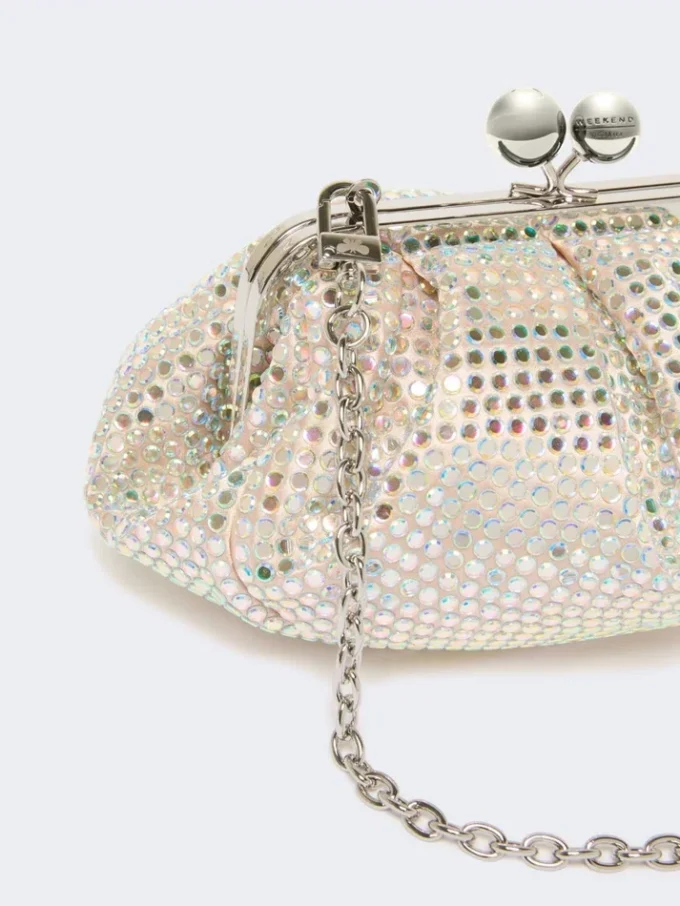 Petit sac Pasticcino en satin orné de strass, rose antique Petit sac Pasticcino en satin orné de strass, rose antique