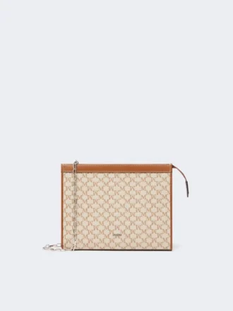Petite pochette en jacquard de coton, marron noisette