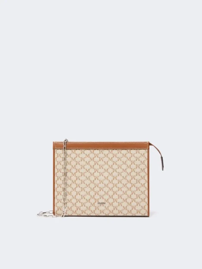 Petite pochette en jacquard de coton, marron noisette Petite pochette en jacquard de coton, marron noisette