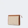 Petite pochette en jacquard de coton, marron noisette Petite pochette en jacquard de coton, marron noisette