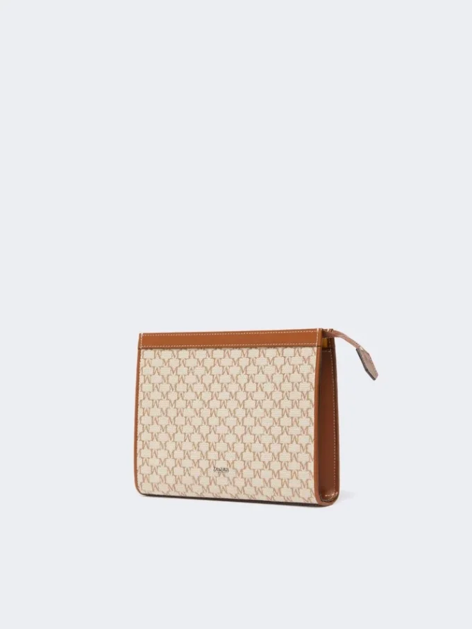 Petite pochette en jacquard de coton, marron noisette Petite pochette en jacquard de coton, marron noisette