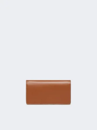 Pochette de téléphone en cuir, brun ambré
