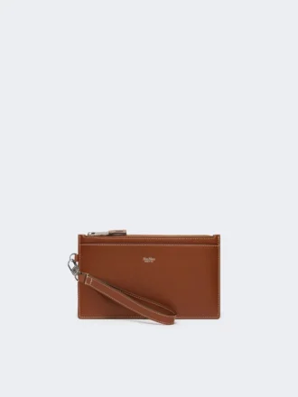 Pochette en cuir avec dragonne, brun ambré
