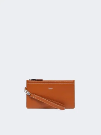 Pochette en cuir avec dragonne, couleur rouille