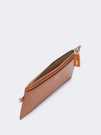Pochette en cuir avec dragonne, couleur rouille