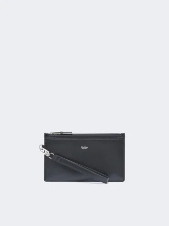 Pochette en cuir avec dragonne, noire