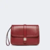 Pochette en cuir lisse, bordeaux