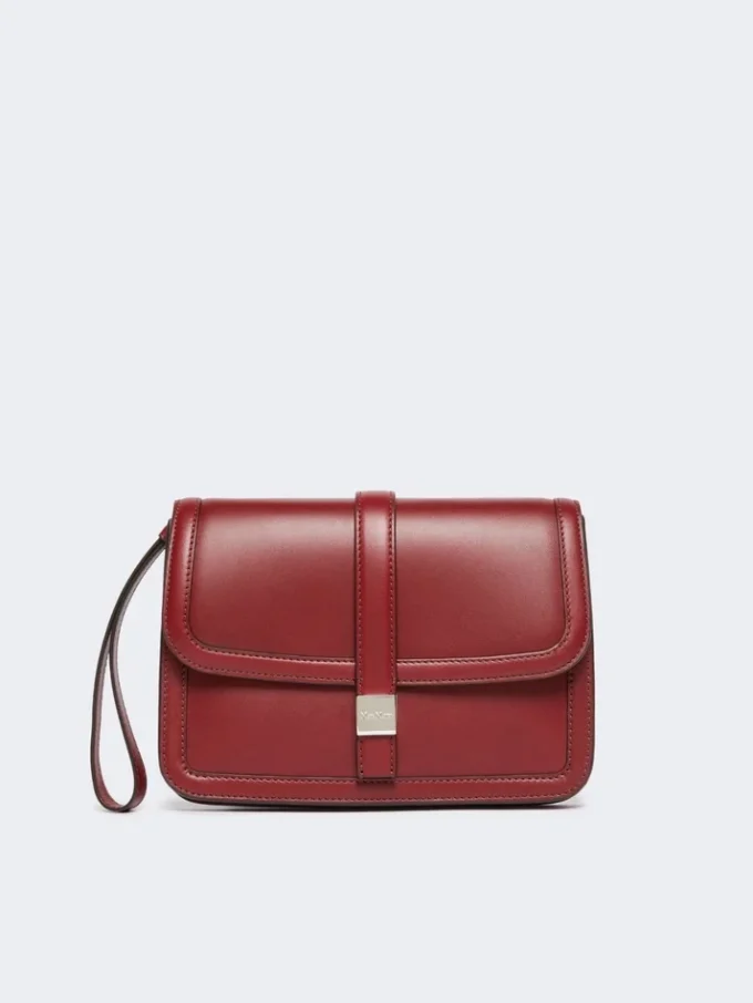 Pochette en cuir lisse, bordeaux