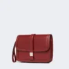 Pochette en cuir lisse, bordeaux