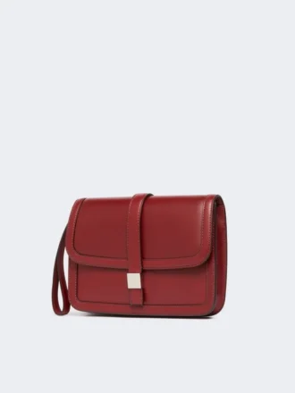 Pochette en cuir lisse, bordeaux