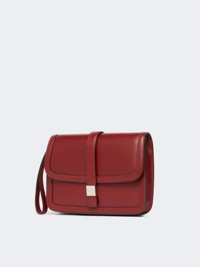 Pochette en cuir lisse, bordeaux