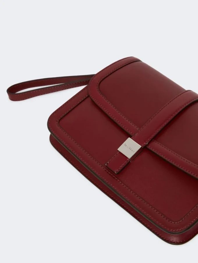 Pochette en cuir lisse, bordeaux