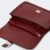 Pochette en cuir lisse, bordeaux