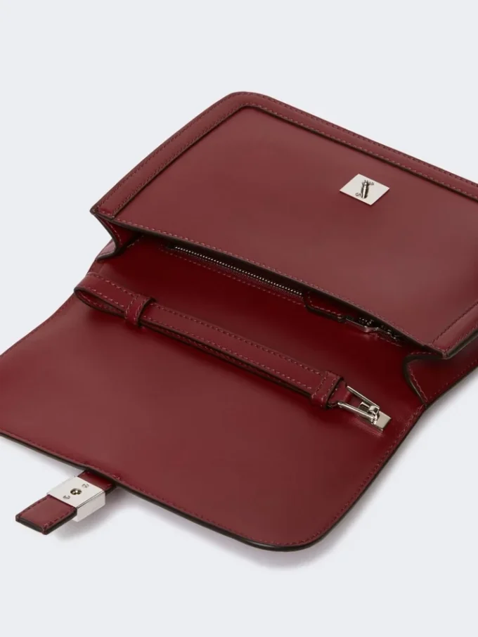 Pochette en cuir lisse, bordeaux