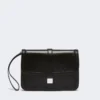 Pochette en cuir lisse, noire