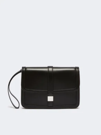 Pochette en cuir lisse, noire
