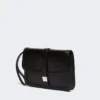 Pochette en cuir lisse, noire