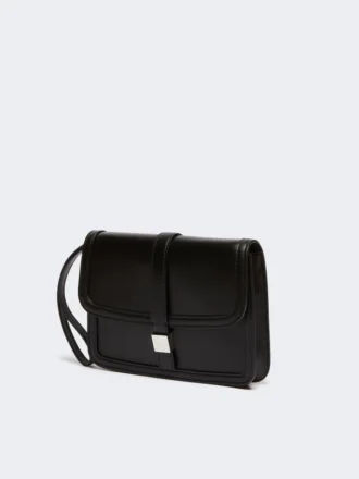 Pochette en cuir lisse, noire