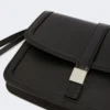 Pochette en cuir lisse, noire