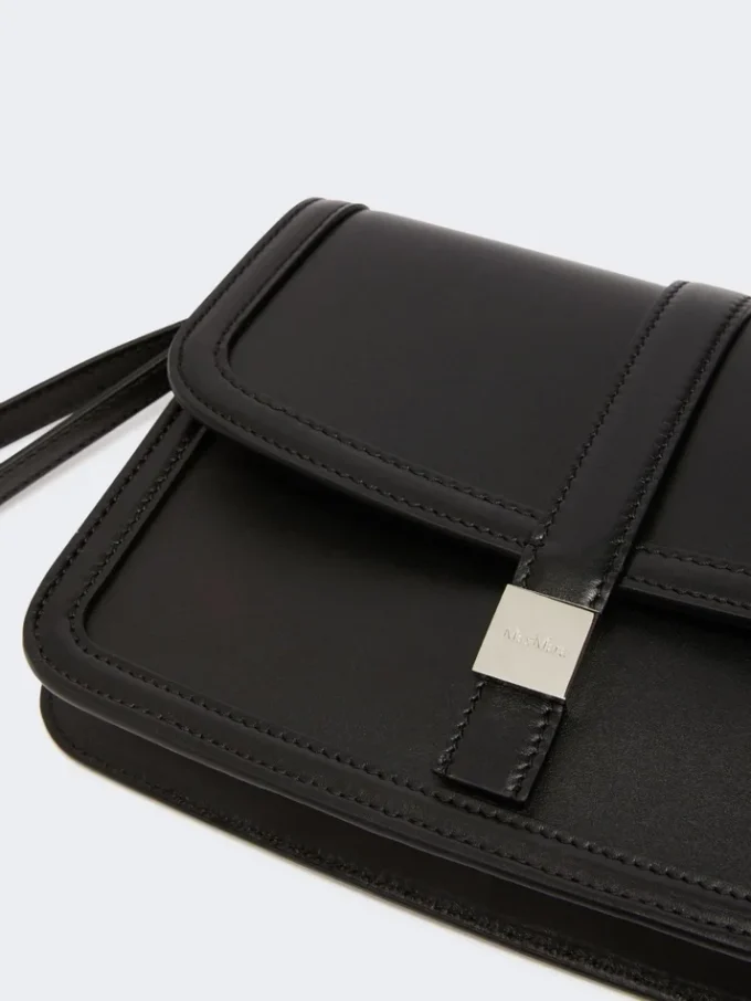 Pochette en cuir lisse, noire