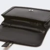 Pochette en cuir lisse, noire