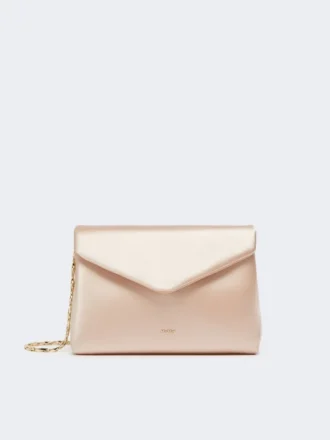 Pochette en viscose et satin de soie, couleur poudre