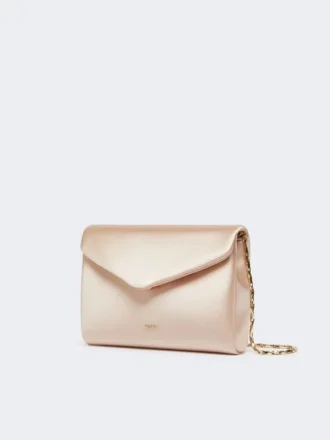 Pochette en viscose et satin de soie, couleur poudre