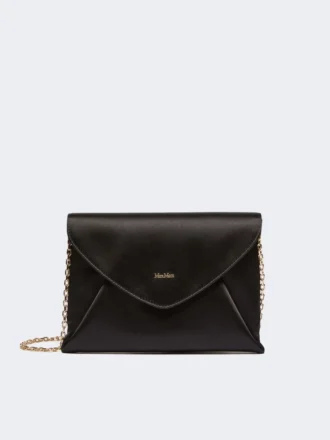 Pochette en viscose et satin de soie, noire