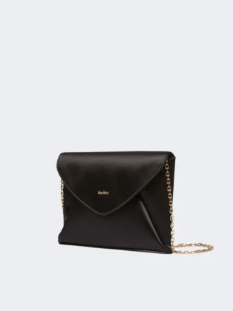 Pochette en viscose et satin de soie, noire