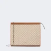 Pochette moyenne en jacquard de coton, marron noisette Pochette moyenne en jacquard de coton, marron noisette