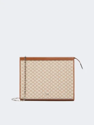 Pochette moyenne en jacquard de coton, marron noisette